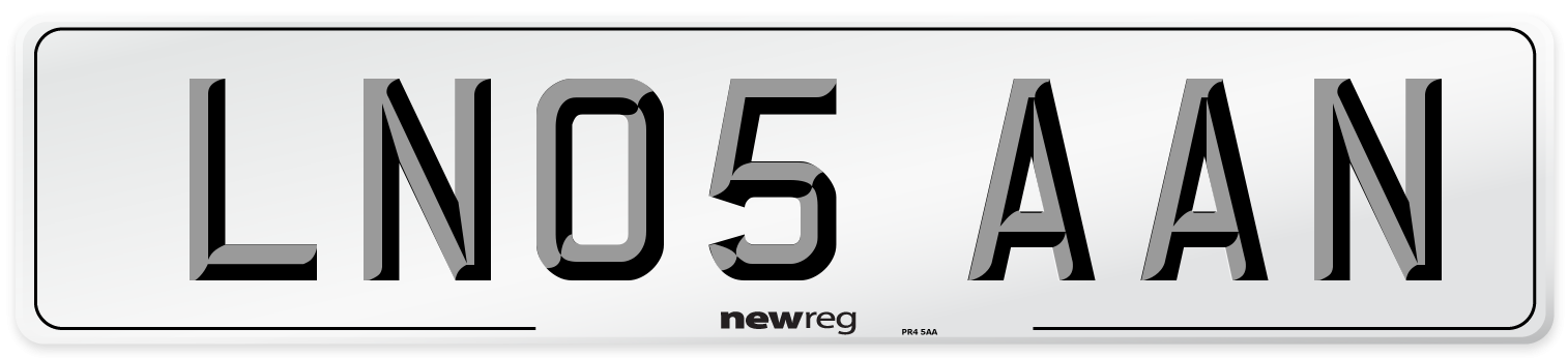 LN05 AAN Number Plate from New Reg
